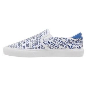 Adidas Court Rally Slip Mens White Blue All Over Logo Print 10.5 Sneakers FW4523
